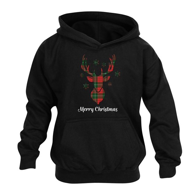 Tartan Reindeer Christmas Hoodie - Child