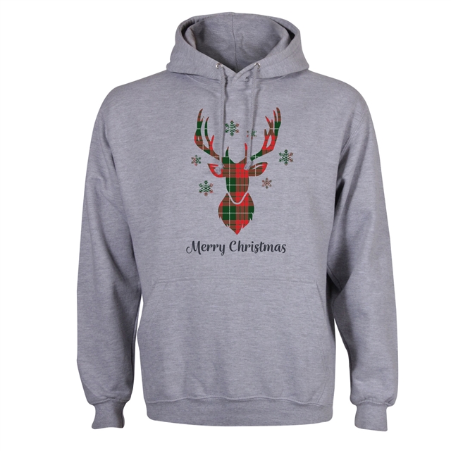 Tartan Reindeer Christmas Hoodie - Adult