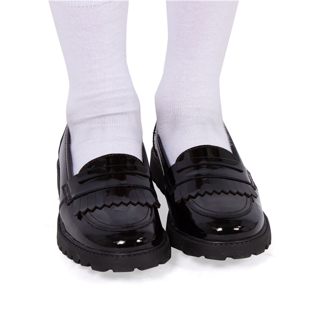 Girls Black Patent Loafer School Shoes