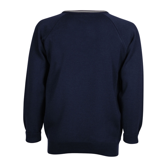 The Swan School Knitted V-Neck Jumper with Stripe