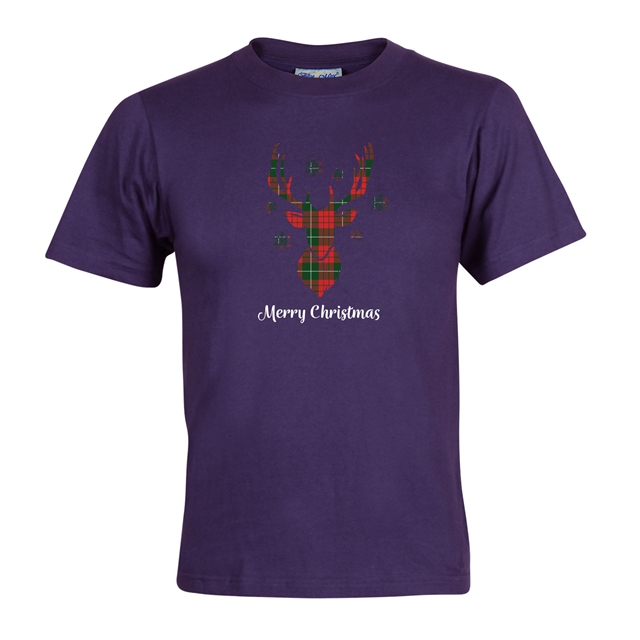 Tartan Reindeer Christmas T-Shirt - Adult
