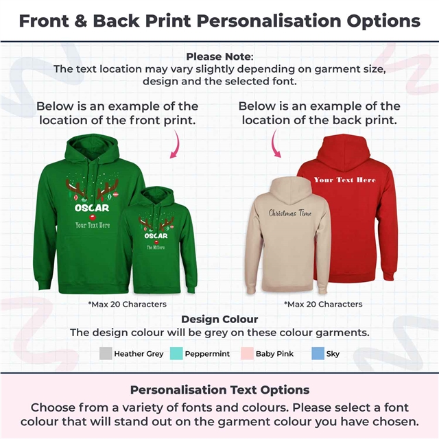Reindeer Antlers Personalised Christmas Hoodie - Adult