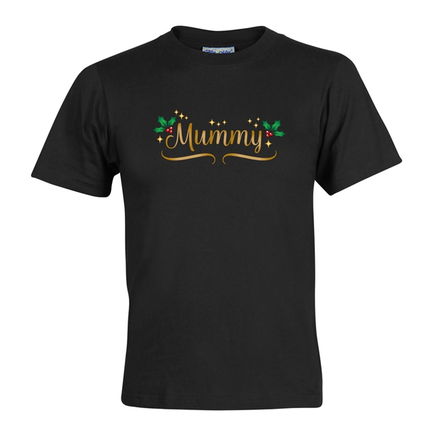 Personalised Metallic Name & Holly Christmas T-Shirt - Adult
