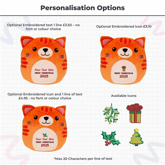 Personalisable First Christmas Cat Soft Toy