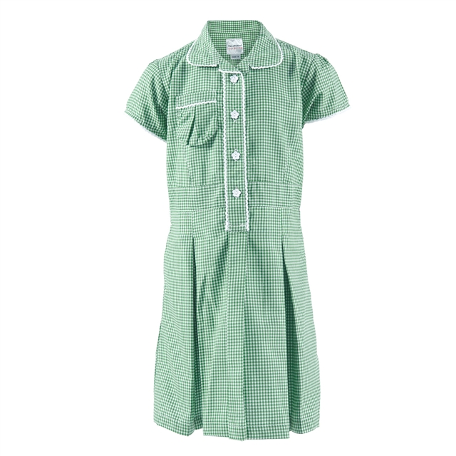 Green Gingham School Summer Dress