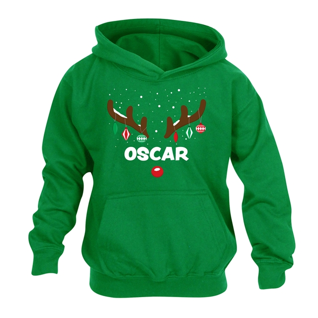 Reindeer Antlers Personalised Christmas Hoodie - Child