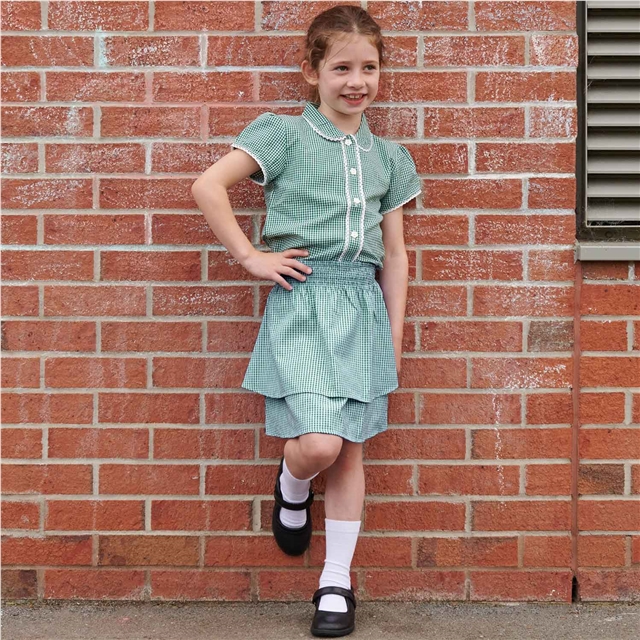 Gingham Tiered School Skirt