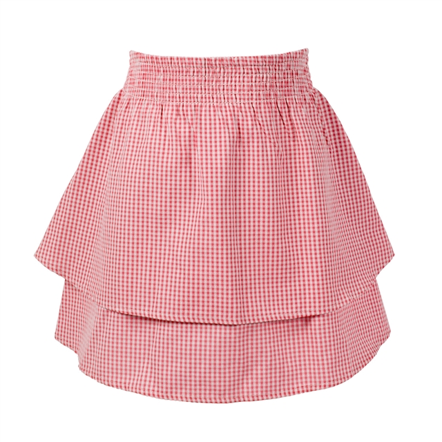 Red Gingham Tiered School Skirt