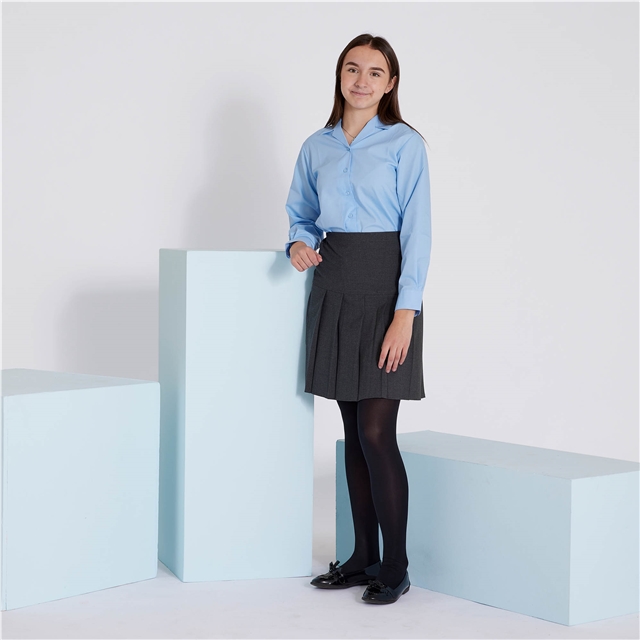 Grey Senior Pleated School Skirt