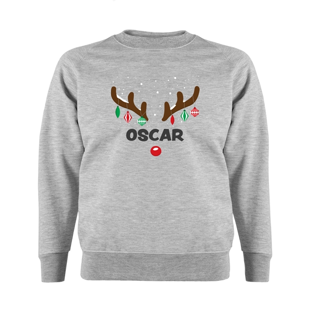 Reindeer Antlers Personalised Christmas Sweatshirt - Child