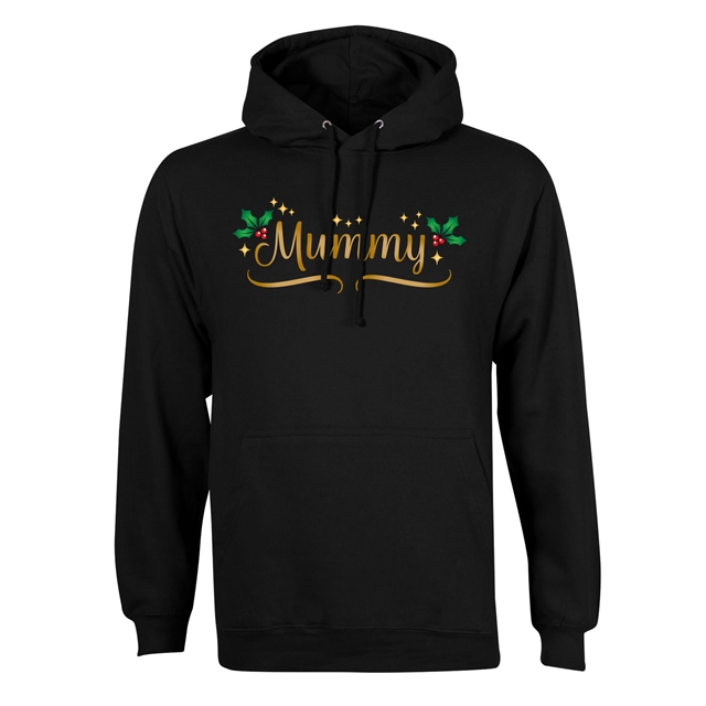 Personalised Metallic Name & Holly Christmas Hoodie - Adult