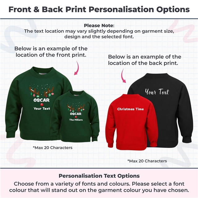 Reindeer Antlers Personalised Christmas Sweatshirt - Child