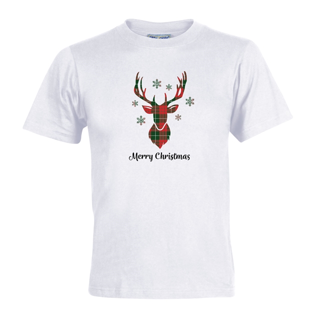 Tartan Reindeer Christmas T-Shirt - Child