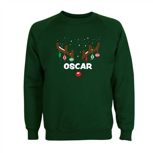 Reindeer Antlers Named Personalised Christmas Sweatshirt - Adult