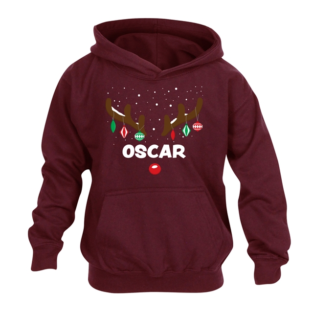 Reindeer Antlers Personalised Christmas Hoodie - Child