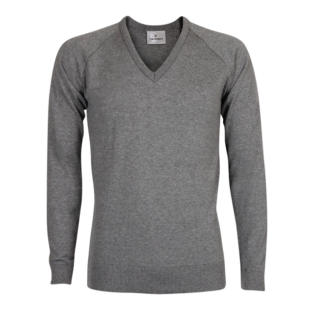 Grey Fine Knit Cotton Blend School Jumper