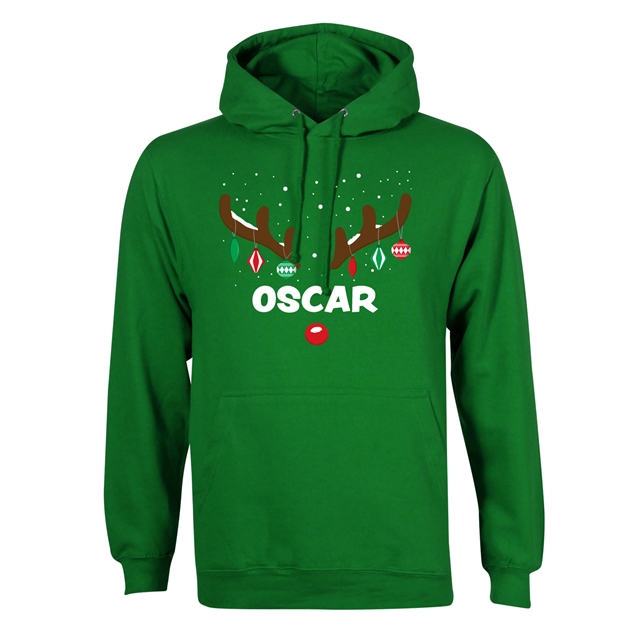 Reindeer Antlers Personalised Christmas Hoodie - Adult