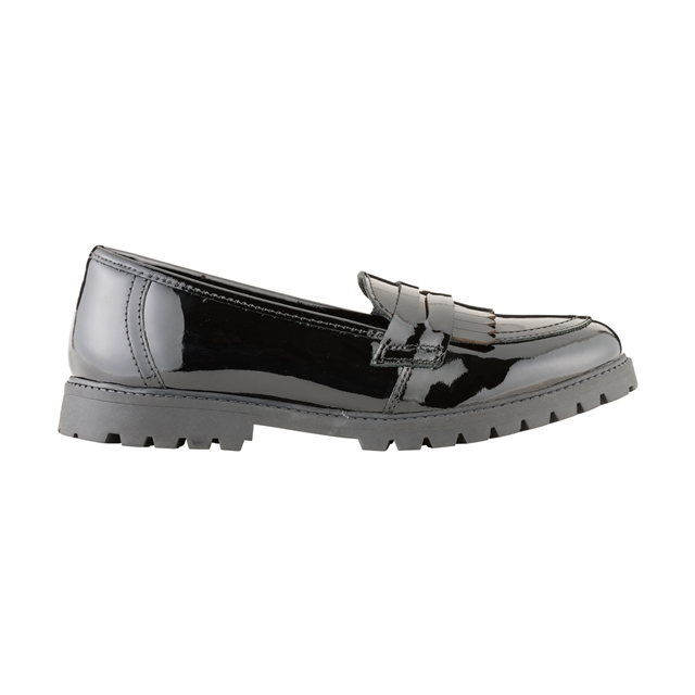 Girls Black Patent Loafer School Shoes