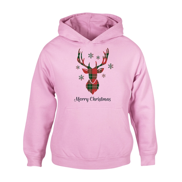 Tartan Reindeer Christmas Hoodie - Child