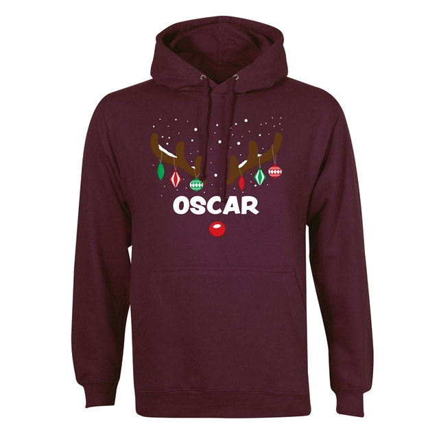 Reindeer Antlers Personalised Christmas Hoodie - Adult