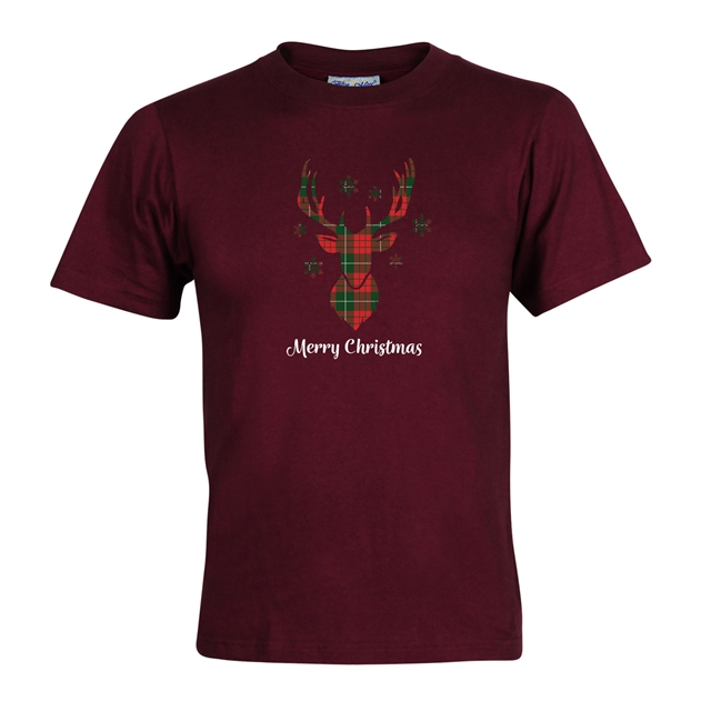 Tartan Reindeer Christmas T-Shirt - Child