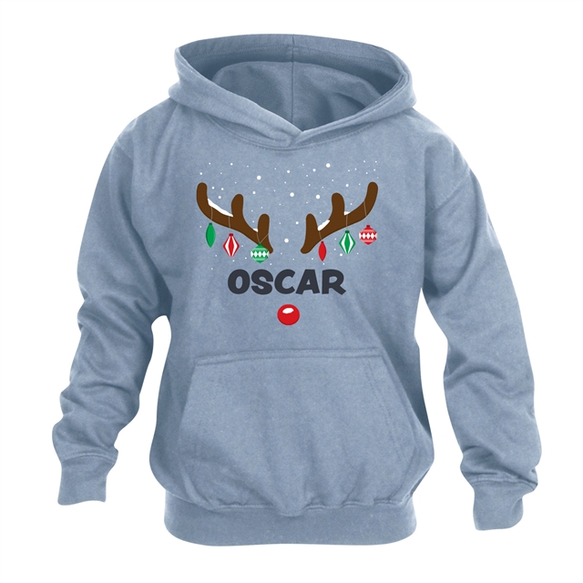 Reindeer Antlers Personalised Christmas Hoodie - Child