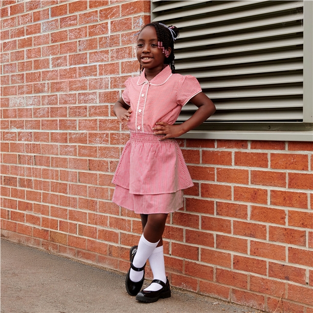 Red Gingham Tiered School Skirt