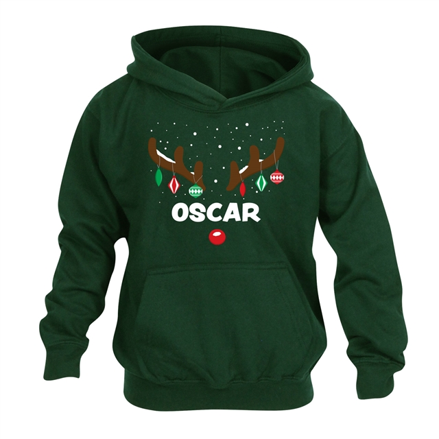 Reindeer Antlers Personalised Christmas Hoodie - Child