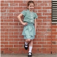 Green Gingham Tiered School Skirt