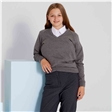 Grey Fine Knit Cotton Blend School Jumper