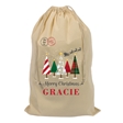 Merry Christmas Trees Personalised Christmas Stocking Gift Sack - Large