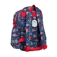 Back view of kids shark backpack showing comfortable adjustable padded shoulder straps