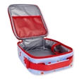 Inside view of children's cherry design school lunch bag with insulated lining