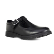 Girls Black T-Bar Buckle Leather School Shoes