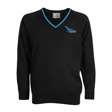 Denefield School Acrylic V-Neck Jumper with Stripe
