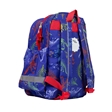 Back view of kids dinosaur backpack showing comfortable adjustable padded shoulder straps