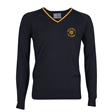 Backwell Secondary School V-Neck Jumper with Stripe - Quantock (Navy/Amber)