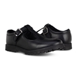 Girls Black T-Bar Buckle Leather School Shoes