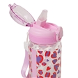 Close up of hearts classic water bottle showing secure drinking cap
