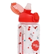 Close up of cherry classic water bottle showing secure drinking cap
