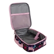 Inside view of children's bows design school lunch bag with insulated lining