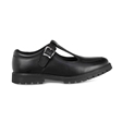 Girls Black T-Bar Buckle Leather School Shoes