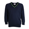 The Swan School Knitted V-Neck Jumper with Stripe