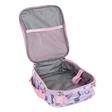 Inside view of children's ballerina design school lunch bag with insulated lining